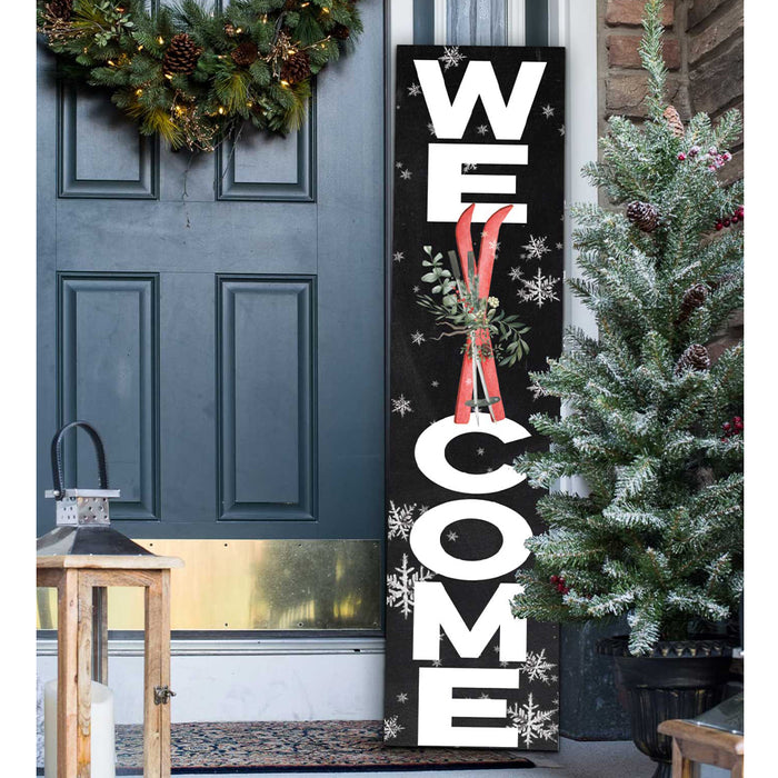 11x46 Welcome Skis and Snowflakes Leaner