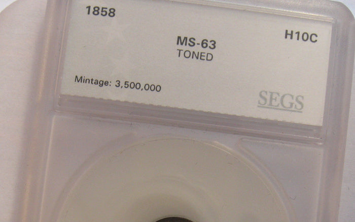 1858 Seated Liberty Half Dime. SEGS MS-63 | Of Coins & Crystals