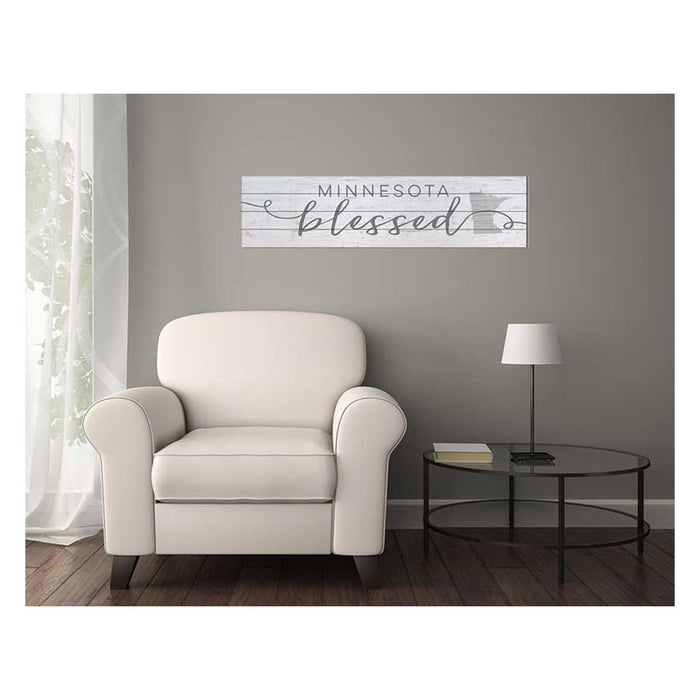 40x10 Whitewash Slat Sign State Blessed Minnesota