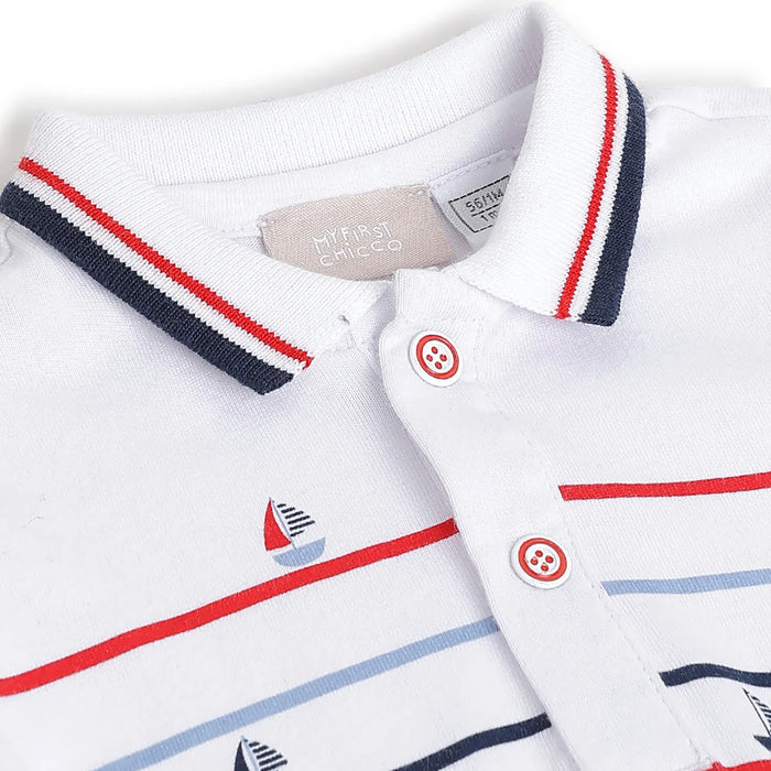 Boys Printed Polo T-Shirt With Shorts