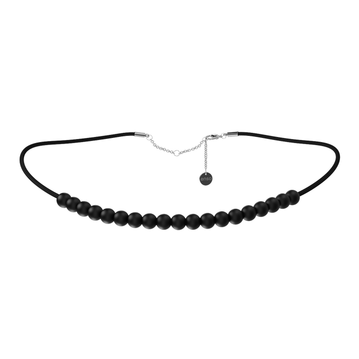 6mm Cord Beaded Choker - Obsidian