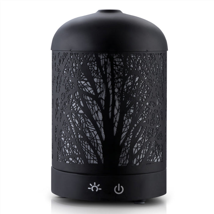 Devanti Aroma Diffuser Aromatherapy LED Night Light Air Humidifier Purifier Round 500ml Remote Control Light Wood Grain