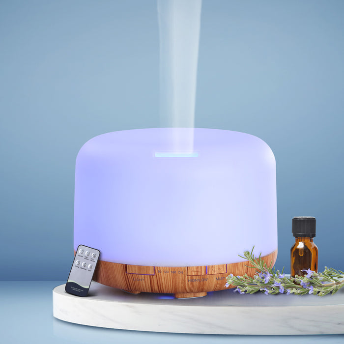 Devanti Aroma Diffuser Aromatherapy LED Night Light Air Humidifier Purifier Light Wood Grain 500ml - Devanti