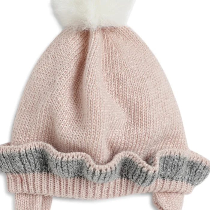 Girls Pink Woollen Hat with Scarf