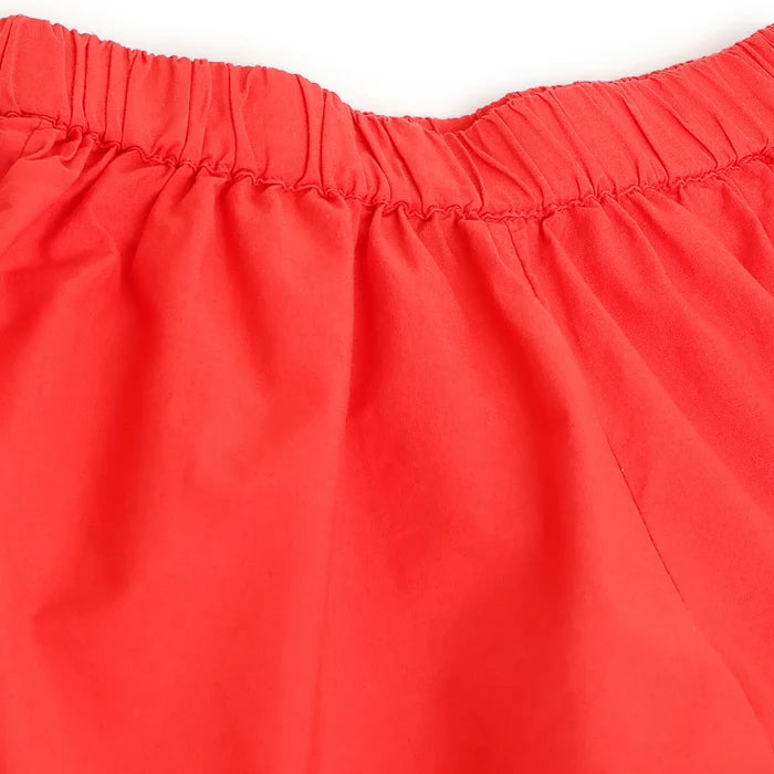 Girls White & Red Ruffled Top With Shorts