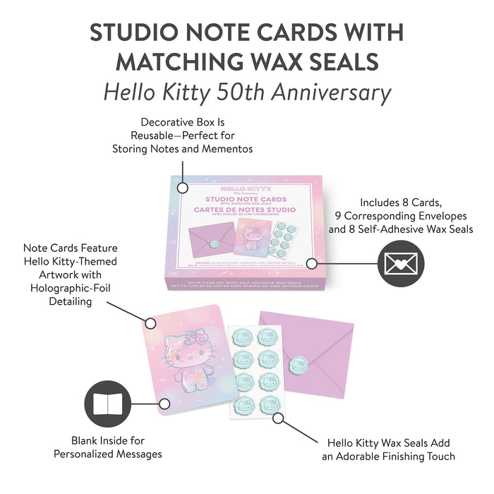 Hello Kitty x Studio Oh! 50th Anniversary 25-Pc Note Cards & Wax Seals Set Stationery Orange Circle