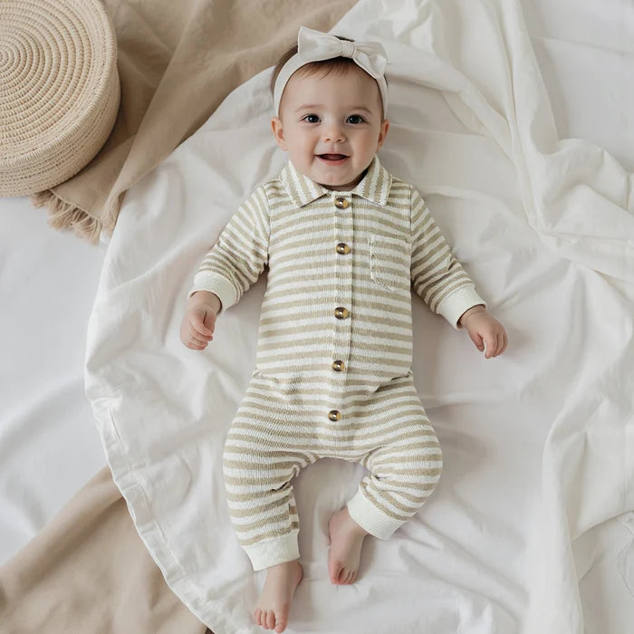JASPER Striped Collar Jumpsuit