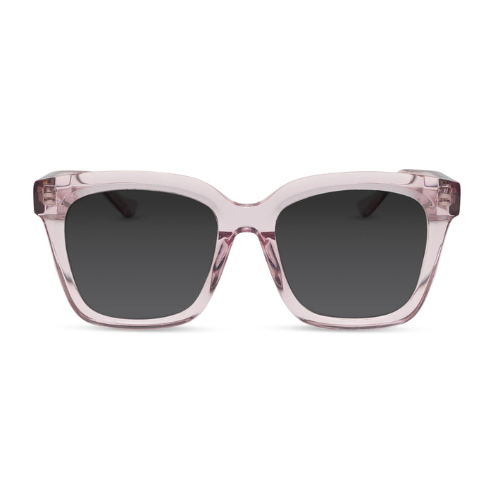 diff eyewear featuring the meredith square oversized prescription sunglasses with a rose crystal frame acetate front view