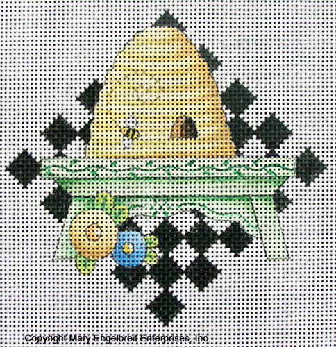 Needlepoint Canvas: Bee Hive & Bench Check