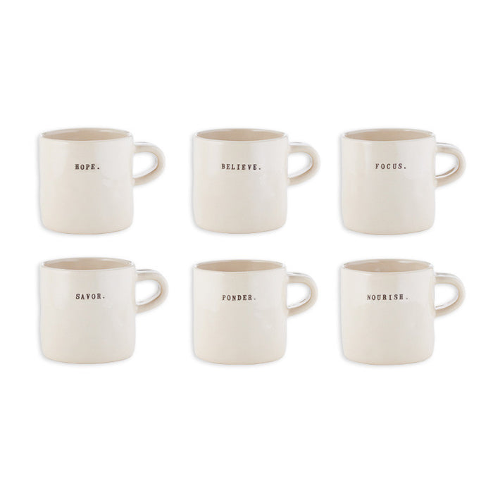 Rae Dunn "Zen" Word Mugs, Set of 6