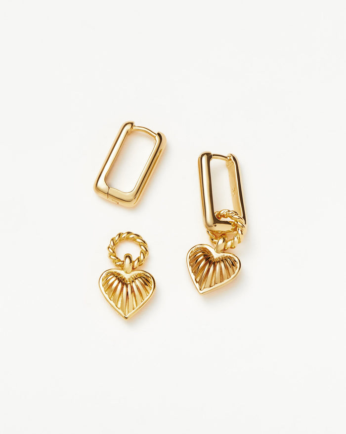 Ridge Heart Charm Earrings | 18ct Gold Plated Vermeil Earrings Missoma