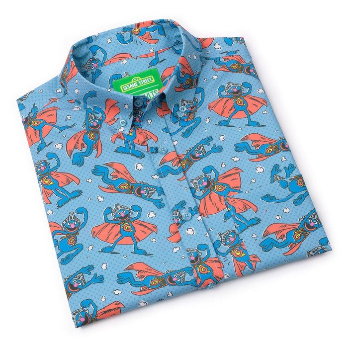 RSVLTS Sesame Street Short Sleeve Shirt Sesame Street "Super Grover" – KUNUFLEX Short Sleeve Shirt Sesame Street "Super Grover" – KUNUFLEX Short Sleeve Shirt