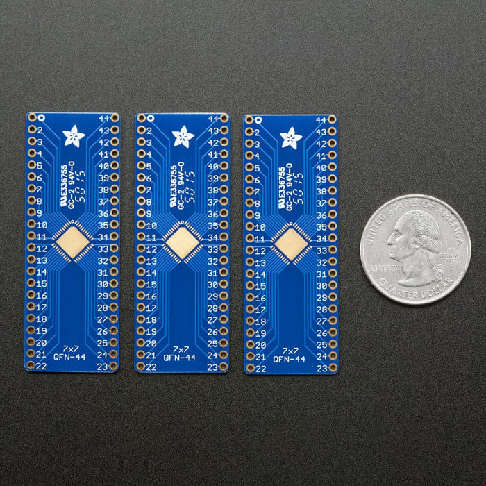 SMT Breakout PCB for 44-QFN or 44-TQFP - 3 Pack by Adafruit - The Pi Hut
