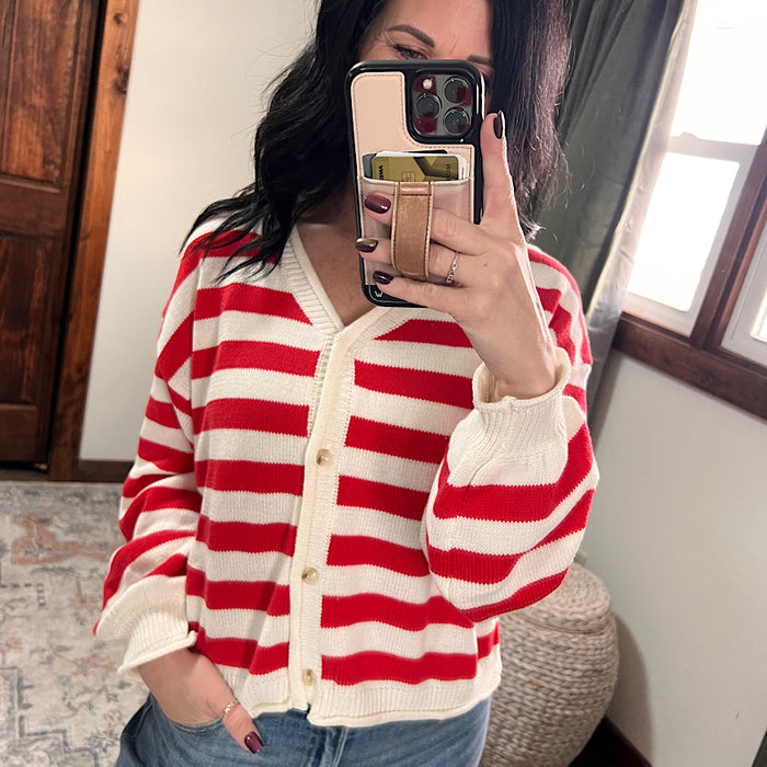 Stripe Button Cardigan