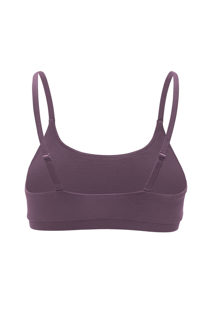 Back of Women's Scoop Neck bamboo bra in Currant