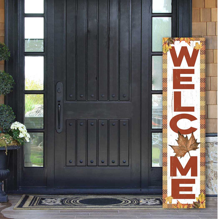 11x46 Fall Leaves Welcome Leaner Sign