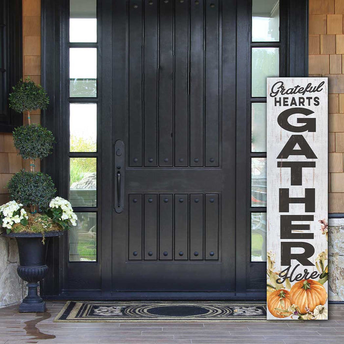 11x46 Grateful Hearts Gather Here Pumpkins Leaner Sign