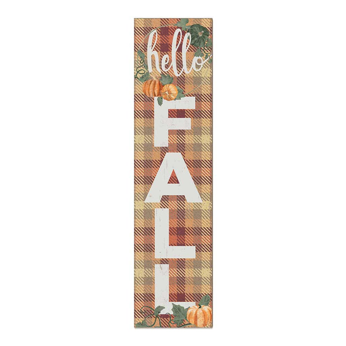 11x46 Hello Fall Plaid Leaner Sign
