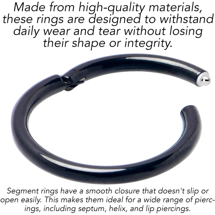 16G 3/8 Black PVD Hinged Segment Ring