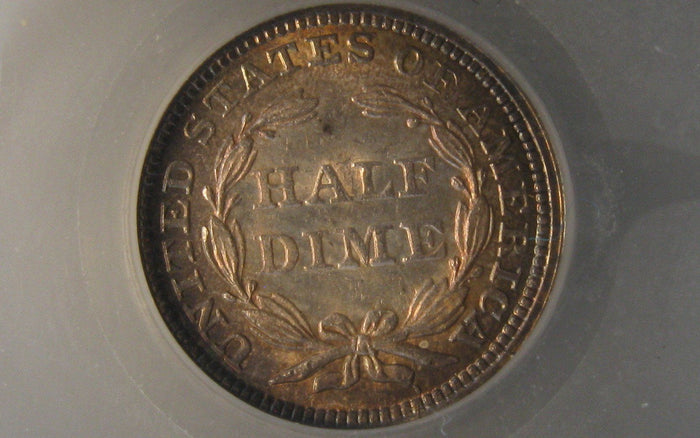 1858 Seated Liberty Half Dime. SEGS MS-63 | Of Coins & Crystals