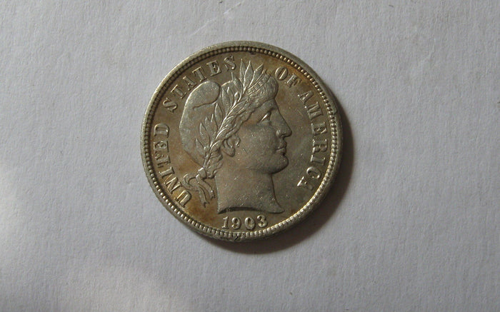 1903 Barber dime.  AU-50 | Of Coins & Crystals