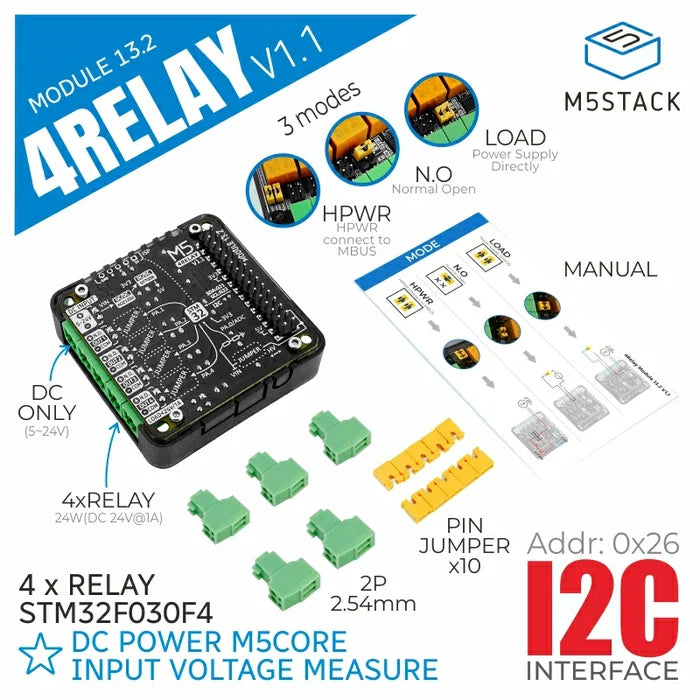 4-Channel Relay 13.2 Module V1.1 (STM32F030) - m5stack-store