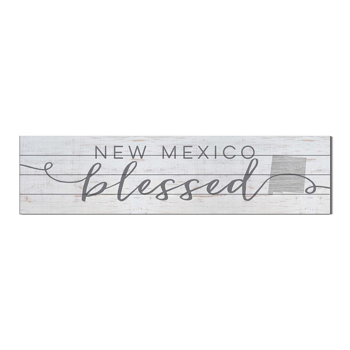 40x10 Whitewash Slat Sign State Blessed New Mexico