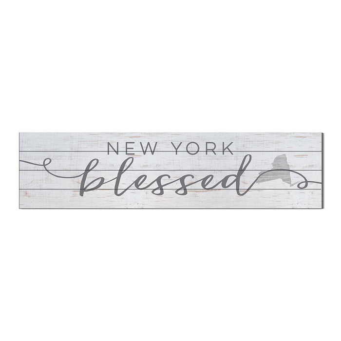 40x10 Whitewash Slat Sign State Blessed New York