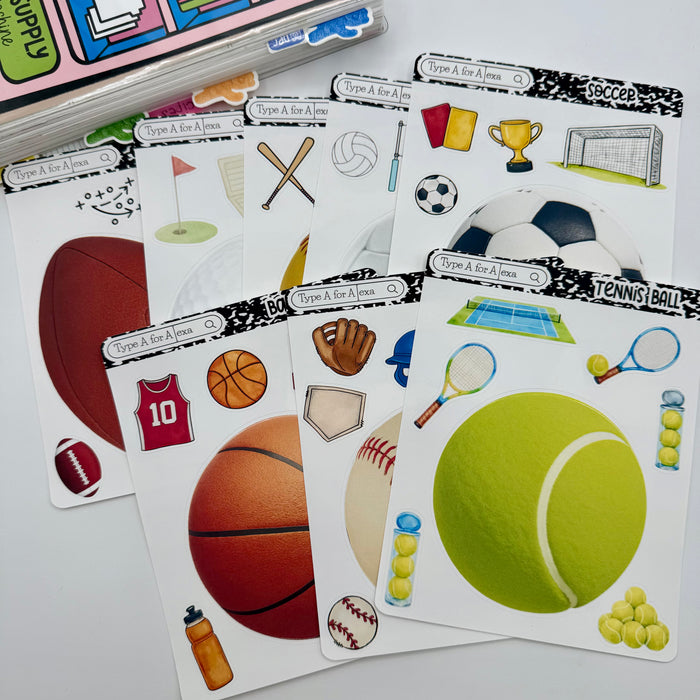 Sports Balls Jumbo Journaling Sticker Pocket
