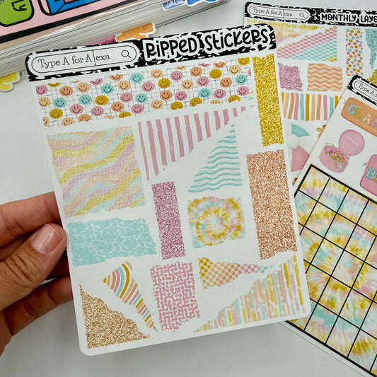 Tie Dye Summer Torn Paper Sticker Sheet
