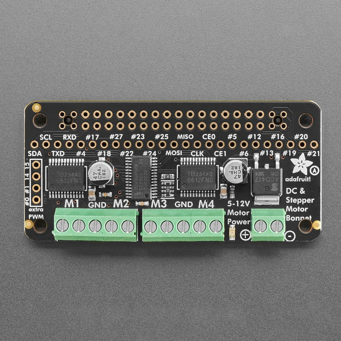 Adafruit DC & Stepper Motor Bonnet for Raspberry Pi by Adafruit - The Pi Hut