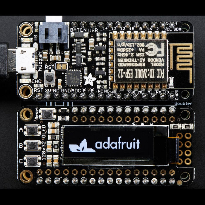 Adafruit FeatherWing OLED - 128x32 OLED Add-on For Feather by Adafruit - The Pi Hut
