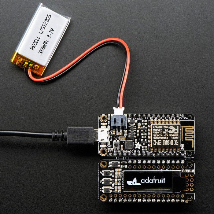 Adafruit FeatherWing OLED - 128x32 OLED Add-on For Feather by Adafruit - The Pi Hut