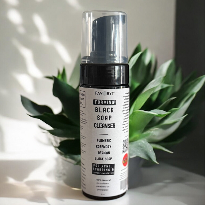African Black Foaming Cleanser for Deep Cleansing, Acne or Hyperpigmentation with Turmeric and Rosemary