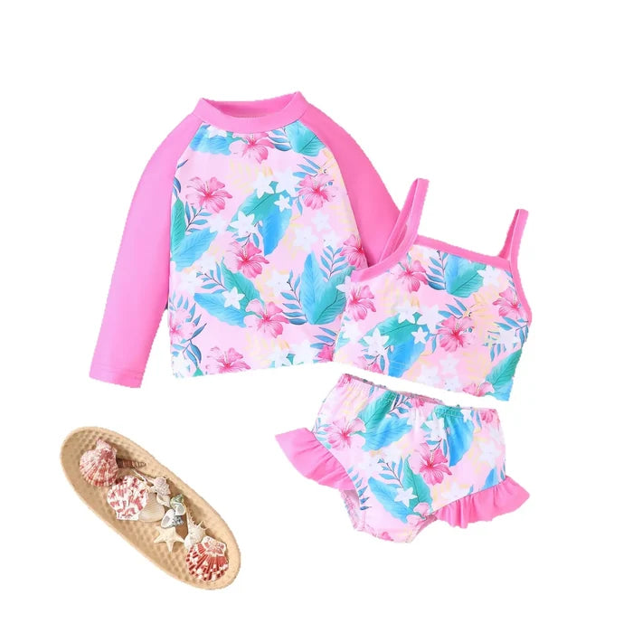 ALOHA Bikini and Long-Sleeve Top Swim Set
