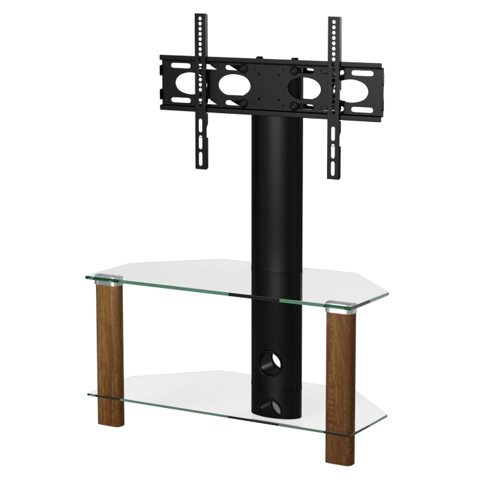 Alphason Century Cantilever Corner Stand 800mm, Up to 55" - Walnut & Clear Glass TV Furniture – view 2