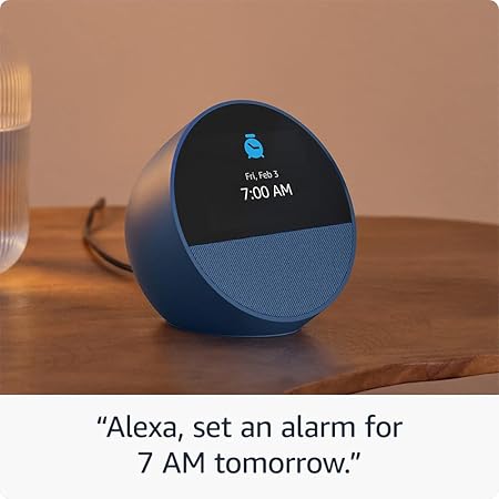 Amazon Echo Spot (2024 release), Smart alarm clock with vibrant sound + Alexa