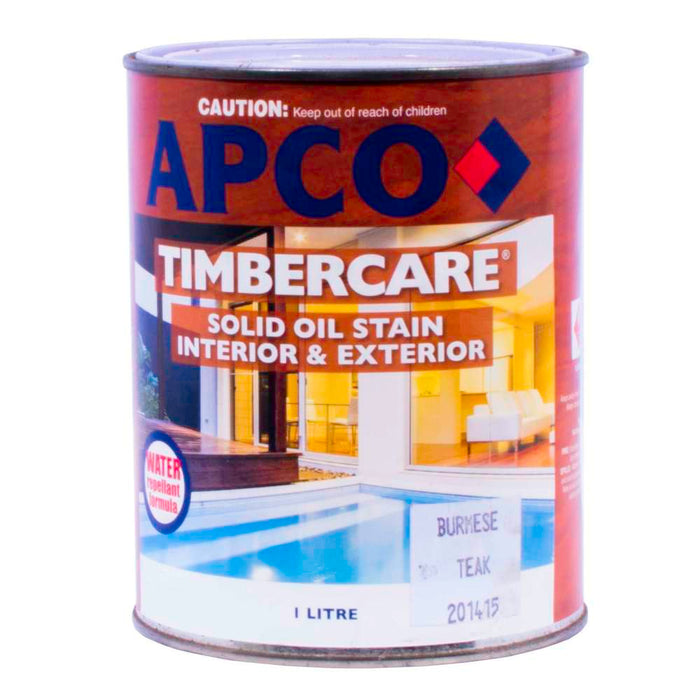 Apco Timbercare Solid Oil Stain Burmese Teak 1L