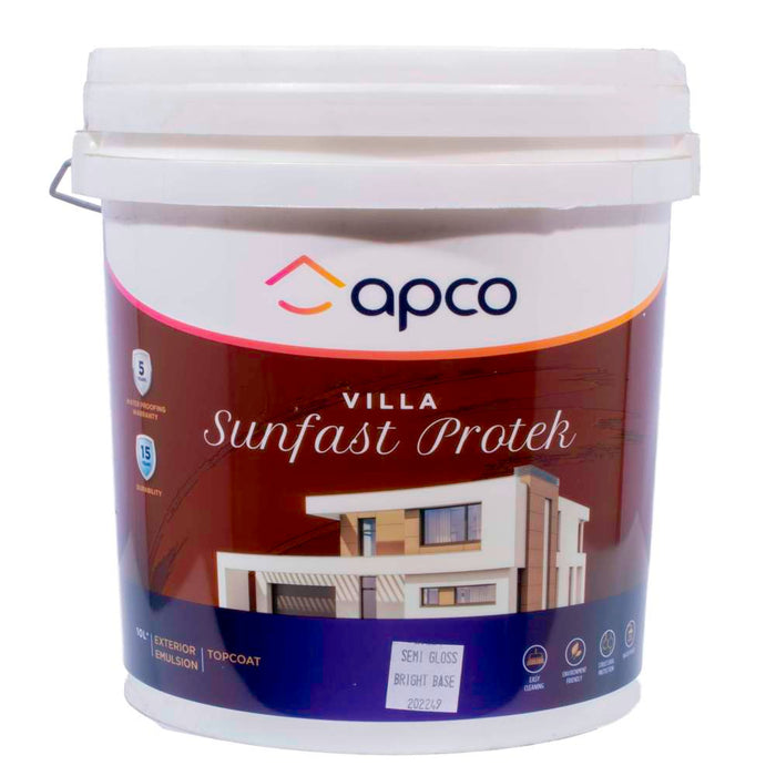 Apco Villa Sunfast Protek Top Coat Semi Gloss Acrylic Bright Base 10L