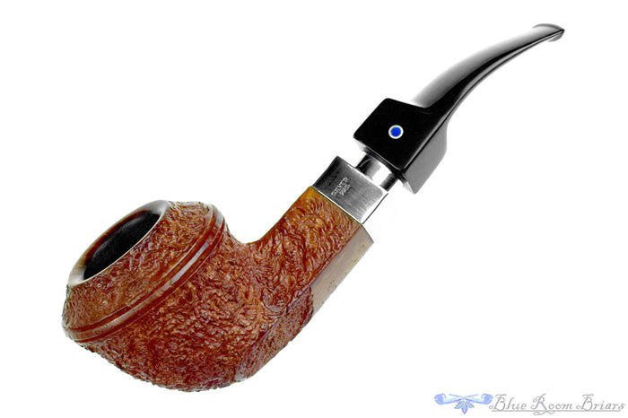 Blue Room Briars is proud to present this Ardor Urano Bent Rusticated Bulldog with Silver Estate Pipe