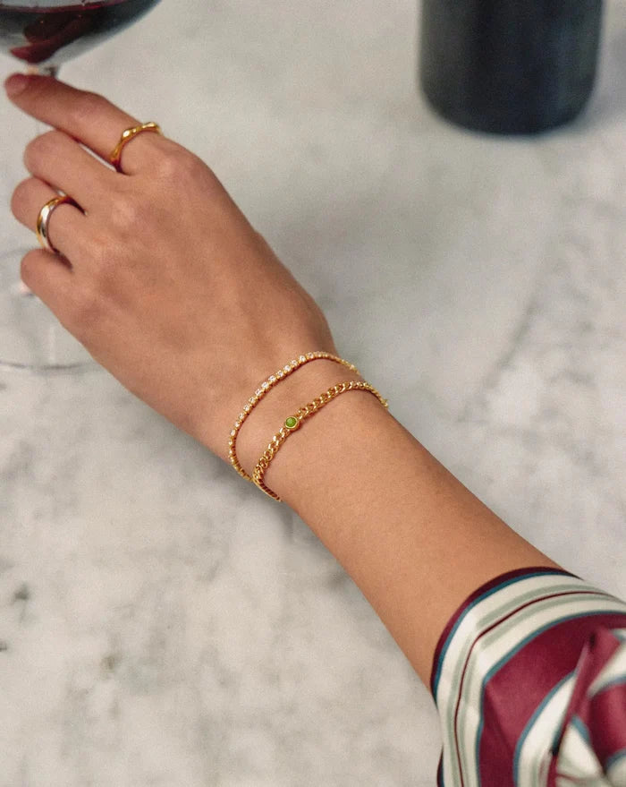 August Birthstone Chain Bracelet | 18ct Gold Plated Vermeil/Peridot Bracelets Missoma