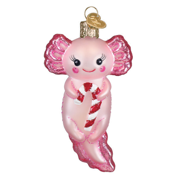 Axolotl with Candy Cane Ornament