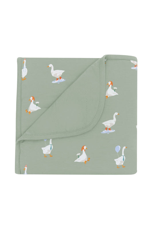 Green Baby Blanket in Silly Goose