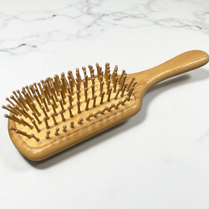 Bamboo Hairbrush for Curly & Ethnic Hair – Anti-Static, Detangling, Scalp Massage, Eco-Friendly