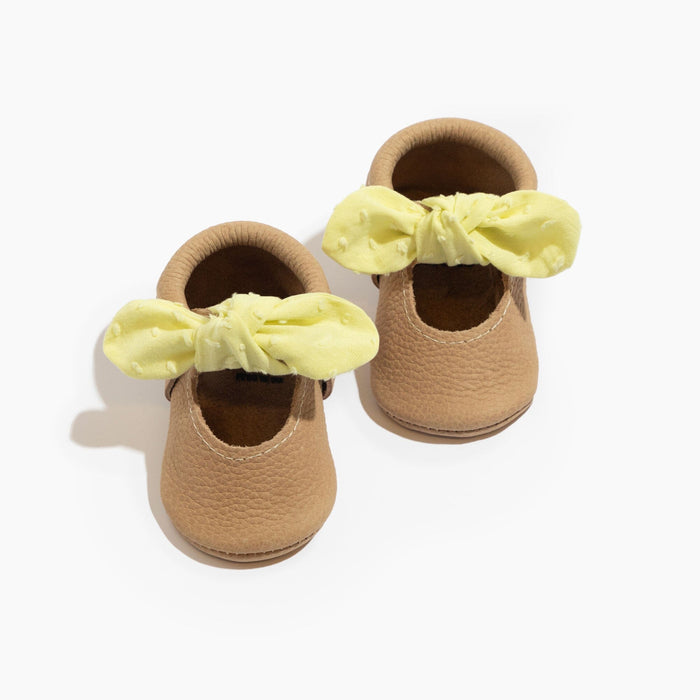 Banana Cream Knotted Bow Baby Shoe Knotted Bow Mocc Soft Sole