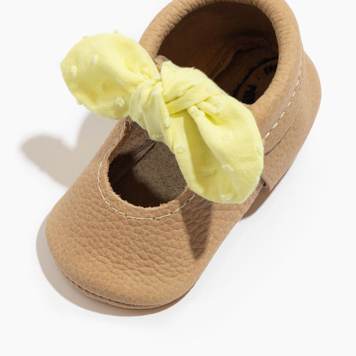 Banana Cream Knotted Bow Baby Shoe Knotted Bow Mocc Soft Sole