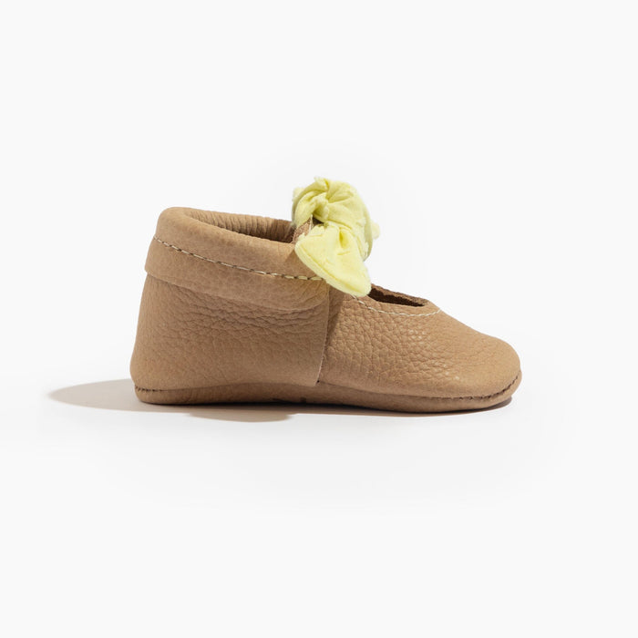 Banana Cream Knotted Bow Baby Shoe Knotted Bow Mocc Soft Sole