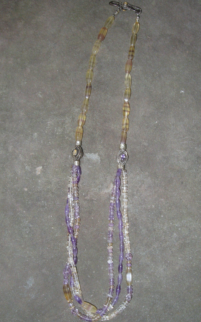 Banded Fluorite, Citrine & Amethyst Necklace | Of Coins & Crystals
