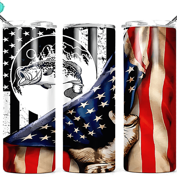Bass Fish U.S. Flag Drink Tumbler