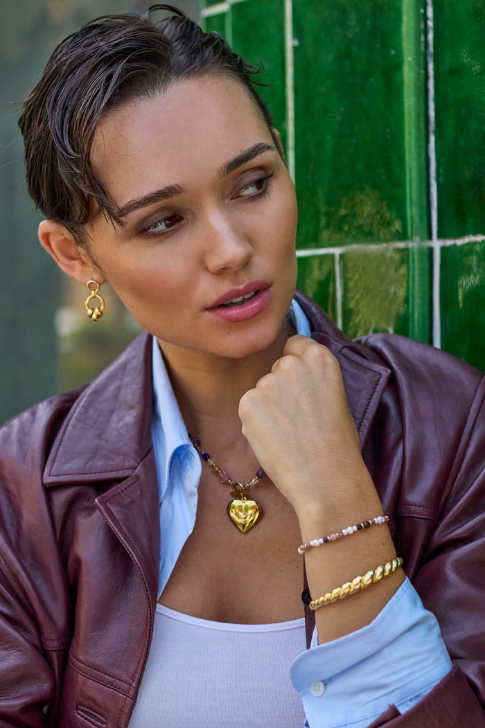 Beaded Circle Drop Earrings